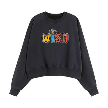 Crop Sweatshirt | A Candle's Wish: Illuminating Holiday Dreams