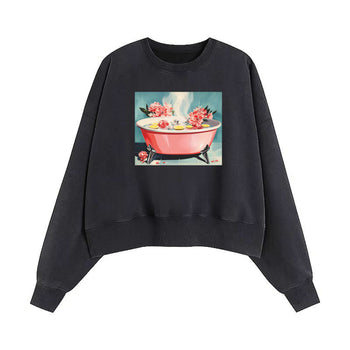 Crop Sweatshirt | Blooming Warmth: A Tub of Timeworn Comfort