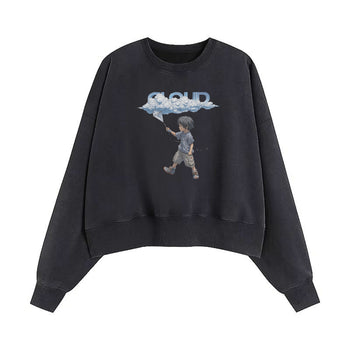 Crop Sweatshirt | Cloudbound Dreams: A Whisper of Childhood