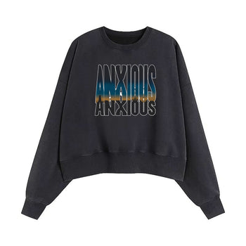 Crop Sweatshirt | Anxious Horizons: The Gradient of Thought