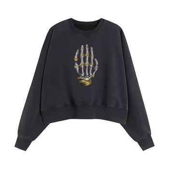 Crop Sweatshirt | Bound Elegance: The Skeleton's Whisper