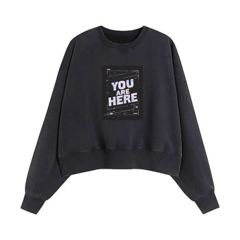 Crop Sweatshirt | You Are Here: A Cosmic Reminder of Fragile Existence