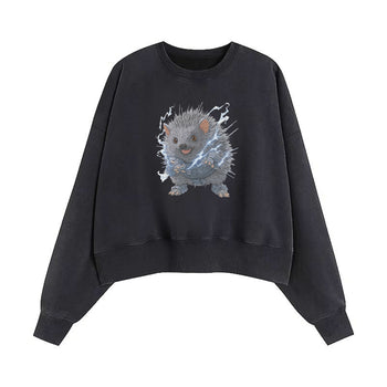 Crop Sweatshirt | Electric Guardian: A Hedgehog's Heart